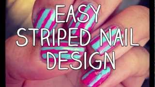 Easy Striped Nail Design [upl. by Ahsie]