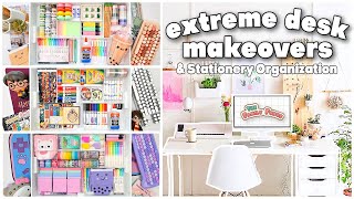 aesthetic desk makeovers  tour 2022 🌸 kawaii decor functional organizing stationery amp amazon haul [upl. by Enavi]