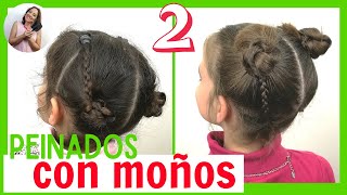 💚 2 PEINADOS PARA NIÑAS con doble moño  FÁCIL CÓMODO ideal para el colegio  FÁCIL Y RÁPIDO [upl. by Ziguard320]