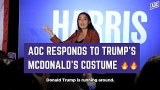 AOC responds to Trumps McDonalds costume  Alexandria OcasioCortez [upl. by Jerrine]