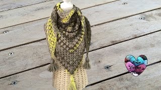 Châle granny débutant  Granny shawl for beginners english subtitles [upl. by Romito]