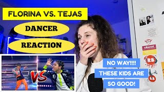 DANCER REACTS FLORINA VS TEJAS BATTLE AT INDIA SUPER DANCER WHAT [upl. by Enogitna114]