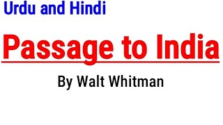 Passage to India by Walt Whitman in Urdu and Hindi [upl. by Ailey]