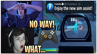 Ninja amp Mongraal React To New Aiming Feature For Controller Players In Fortnite Gyro Controls [upl. by Ytsirhk]