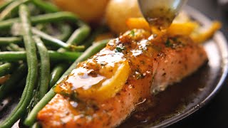 Honey Garlic Butter Baked Salmon  Ready in 15 Mins [upl. by Yxor538]