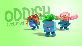 Oddish  Pokemon Evolution in Voxel Art [upl. by Eesak]