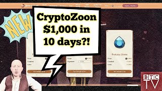 CryptoZoon NFT Game  1000 in 10 days Play To Earn by BTCTV [upl. by Eillod]