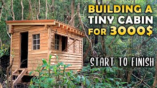 Building a DIY TINY CABIN for 3000 in the FOREST  START TO FINISH [upl. by Mutua]