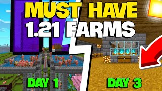 3 MUST HAVE Farms for Minecraft Bedrock 121 XP  LOOT [upl. by Odlanra]