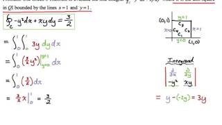 Example of Using Greens Theorem over a Unit Square Notes 8 pg14 1 [upl. by Haymes]