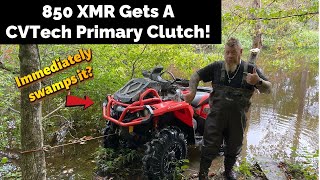 CVTech Primary Clutch Test On A CanAm Outlander 850 XMR  Immediately Swamps It [upl. by Aissirac407]