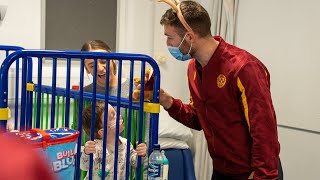 Spreading the festive cheer  Motherwell players visit childrens ward in Wishaw Hospital [upl. by Aisek]