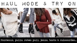 HAUL MODE amp TRY ON NOVEMBRE 2017  Manteaux pulls robes pull jupes bottines et cuissardes [upl. by Ardnaeel]