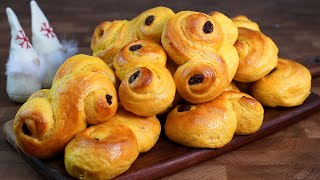 The fluffiest saffron buns I have ever eaten  Lussekatt Santa Lucia [upl. by Leuams]