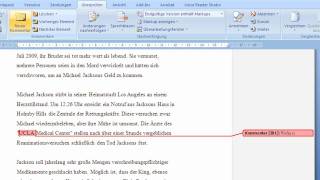 Word 2007  Einfügen und Suchen von Kommentaren [upl. by Llednahs]