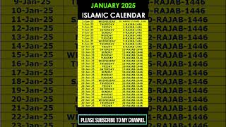 January 2025 Islamic Calendar  Islamic Calendar 2025  shorts [upl. by Hesler484]