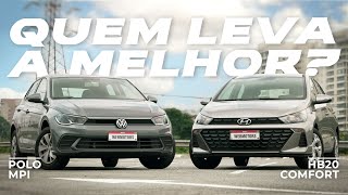 Comparativo de Hatches 2023 Volkswagen Polo MPI x Hyundai HB20 Comfort  CONSUMO MOTOR E PREÇO [upl. by Mellisa]