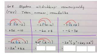 Algebra Uitdrukkings vermenigvuldig Gr8Kw2 wiskvaw wiskdo [upl. by Nauqahs]