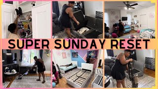 SUPER SUNDAY RESET  DEEP CLEAN TWINS ROOM amp LIVING ROOM  ORGANIZE SHAMPOO CARPET MOVE FURNITURE [upl. by Oirotciv]