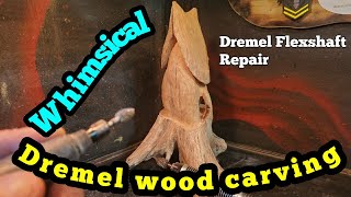 Dremel wood carving a Whimsical house Dremel fexshaft repair [upl. by Novel]