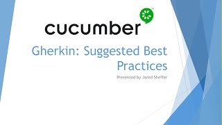 Cucumber BDD Best Practices [upl. by Anitsahs]