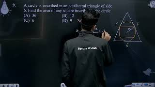 A circle is inscribed in an equilateral triangle of side 6 Find the area of any square inscribe [upl. by Irahc]