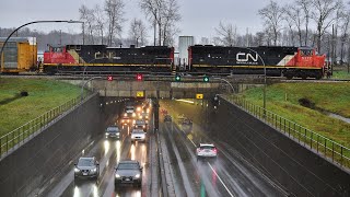 Canadian National SD75I and C449WL Work The Steveston Branch Pulling Autoracks around Richmond BC [upl. by Elleina282]