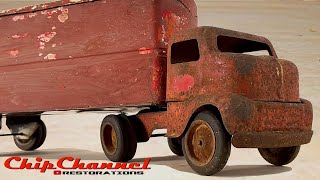 1948 Tonka Toy Transport Semi Truck and Trailer Restoration COE Cab Over Engine 4K [upl. by Postman68]