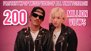 Top10Fastest kpop music videos of all time to reach 200 million viewsapt rosé brunomars [upl. by Mini863]