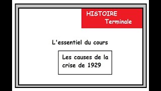 HISTOIRE Terminale Les causes de la crise de 1929 [upl. by Bala249]