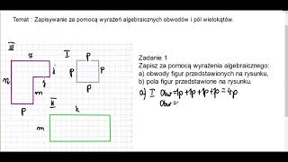 Zapisywanie za pomocą wyrażeń algebraicznych obwodów i pól wielokątów klasa 5 cz 1 [upl. by Mahda908]