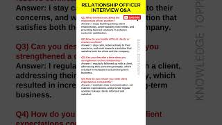 Relationship Officer Interview Questions and Answers [upl. by Nahraf]