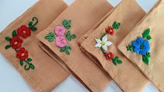 VERY EASY HANDKERCHIEF EMBROIDERY DESIGNS FOR BEGINNERS RUMAL DESIGNS [upl. by Lambrecht]