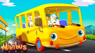 Wheels On The Bus with Animals  Nursery Rhymes amp Kids Songs  Minibus [upl. by Saoj]