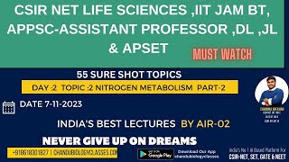 PART 02  NITROGEN METABOLISM  CSIR NET LIFE SCIENCES  NITRATE REDUCTASE AND NITRITE REDUCTASE [upl. by Ateekal]