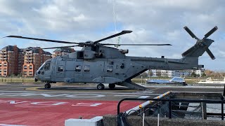 Agusta Westland EH101 Merlin Arrival and Departure at London Heliport Battersea [upl. by Crystal]