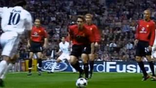 Luís Figo goal for 10  Real Madrid 31 Manchester United 08042003 [upl. by Annahsal]