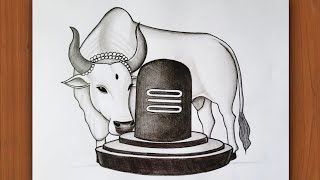 How to draw Shiva ling And Nandi  Easy Shiv ling drawing  Mahadev drawing  lavi arts [upl. by Nivlad]