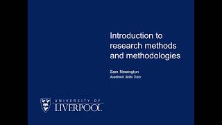 Introduction to research methods and methodologies [upl. by Suhsoj]