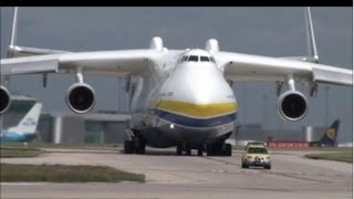 AMAZING ANTONOV An 225 MRIYA  Manchester Airport 26613  meets A380 and 787 dreamliner [upl. by Gninnahc]