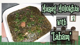 HOW TO MAKE JUTES WITH LAMB MEAT RECIPE  MARAG MOLOKHIA WITH LAHAM  ARABIC RECIPE [upl. by Rabka]