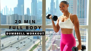 20 min Full Body Workout  DUMBBELLS  Muscle amp Strength [upl. by Annaoy]