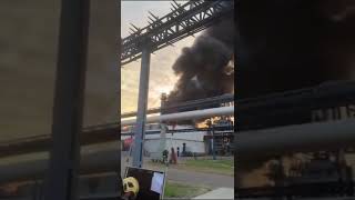 The Oil Refinery is on fire in Omsk city Russia [upl. by Elum]