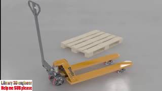 13Hand pallet truck  real size mechanism  Free download 3D model [upl. by Verdi304]