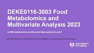 Food Metabolomics and Multivariate Analysis 2023  Parte 2 [upl. by Lednic]