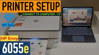 HP Envy 6055e Printer Setup with Windows Laptop  PC [upl. by Ellerihs]