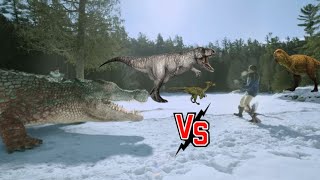 TRex Vs Microraptor Vs Deinosuchus Vs Gigantosaurus Vs Troodon  Dino Dana 2017 [upl. by Amik]