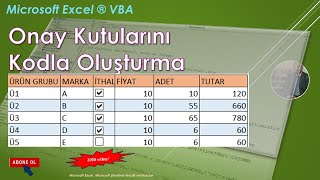 Excel VBA  Onay Kutularını Kodla Oluşturma [upl. by Ednalrym]