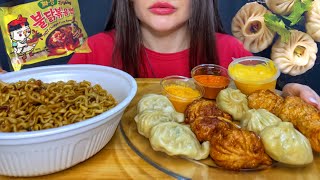 ASMR MOMO  DUMPLINGS  BLACK BEAN NOODLES MUKBANG [upl. by Ailemaj77]