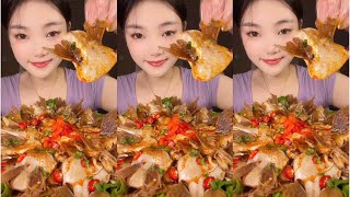 Eating a large plate of fish oil is so delicious Spicy fish oil  YUANYUAN ASMR [upl. by Rozalie]